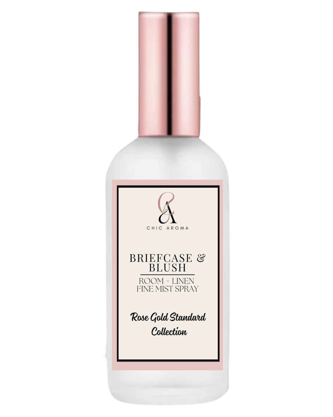 Briefcase & Blush room spray styled with vanilla, bergamot, and florals